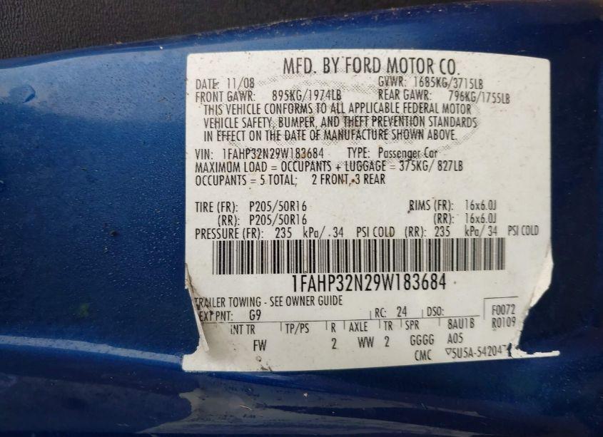 Photo 9 of 2009 Ford Focus SE (VIN 1FAHP32N29W183684)