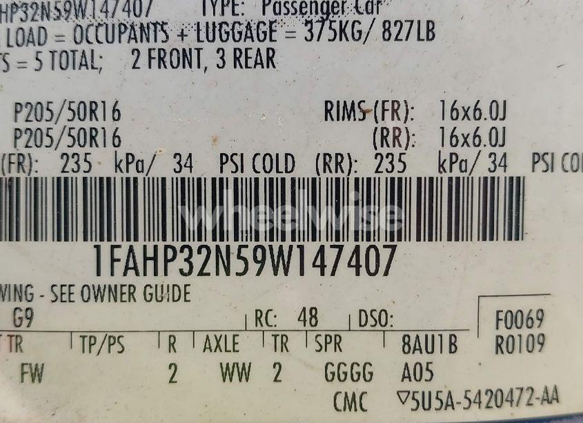 Photo 9 of 2009 Ford Focus SE (VIN 1FAHP32N59W147407)