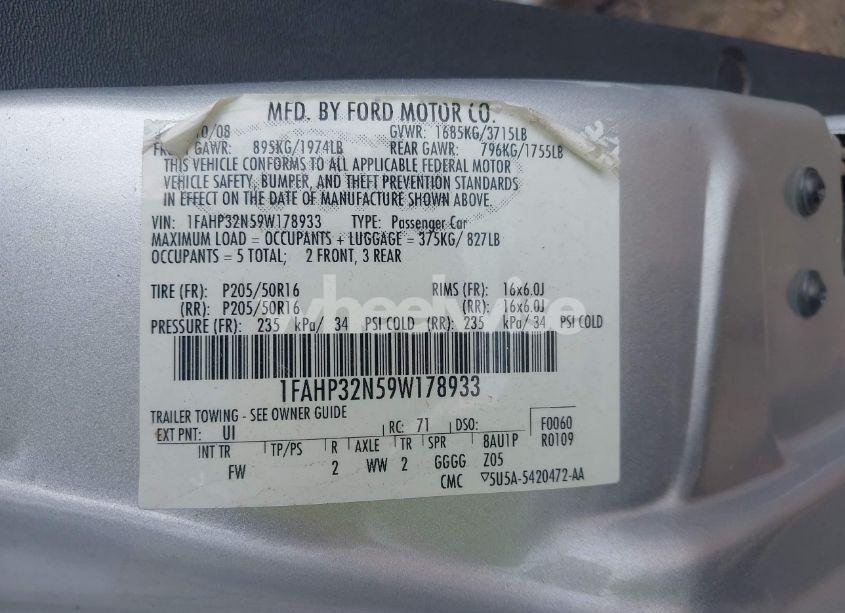 Photo 9 of 2009 Ford Focus SE (VIN 1FAHP32N59W178933)
