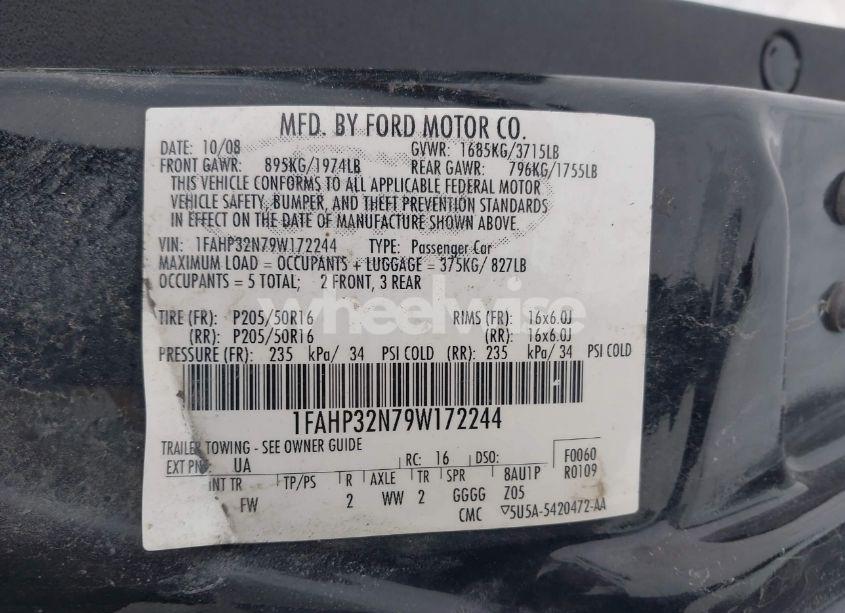 Photo 9 of 2009 Ford Focus SE (VIN 1FAHP32N79W172244)