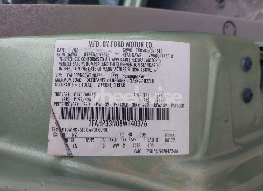 Photo 9 of 2008 Ford Focus SE/SES (VIN 1FAHP33N08W140376)