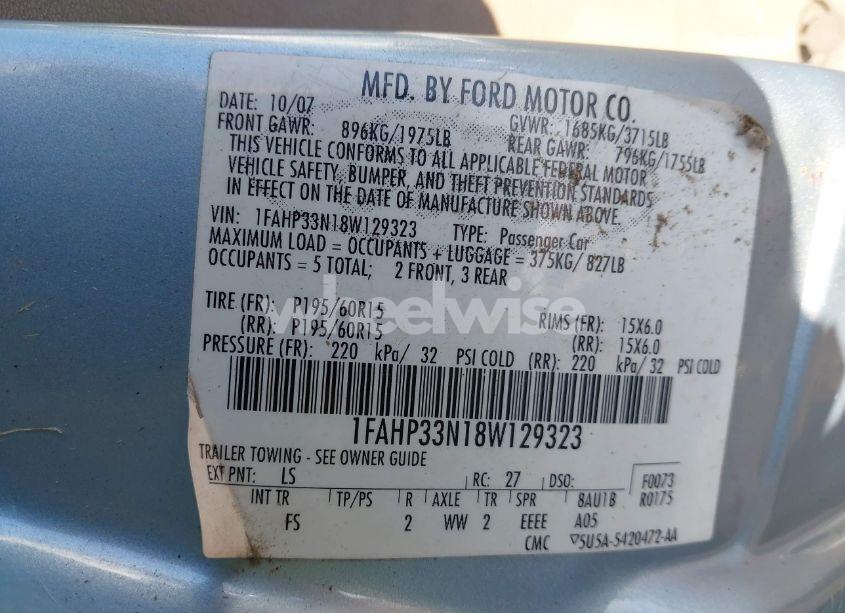 Photo 9 of 2008 Ford Focus SE (VIN 1FAHP33N18W129323)