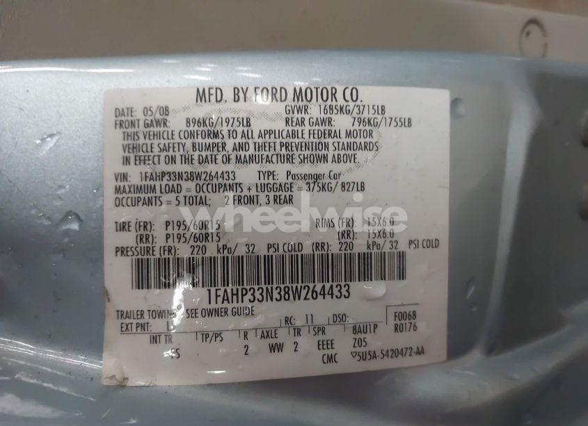 Photo 9 of 2008 Ford Focus SE/SES (VIN 1FAHP33N38W264433)