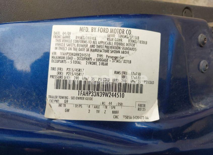 Photo 9 of 2009 Ford Focus SES (VIN 1FAHP33N39W244510)