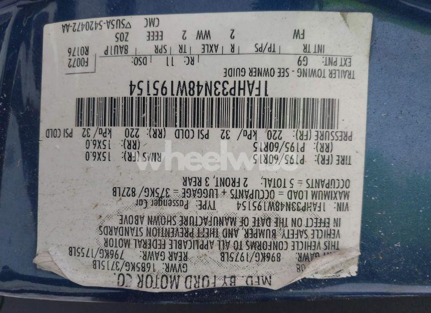 Photo 9 of 2008 Ford Focus SE (VIN 1FAHP33N48W195154)