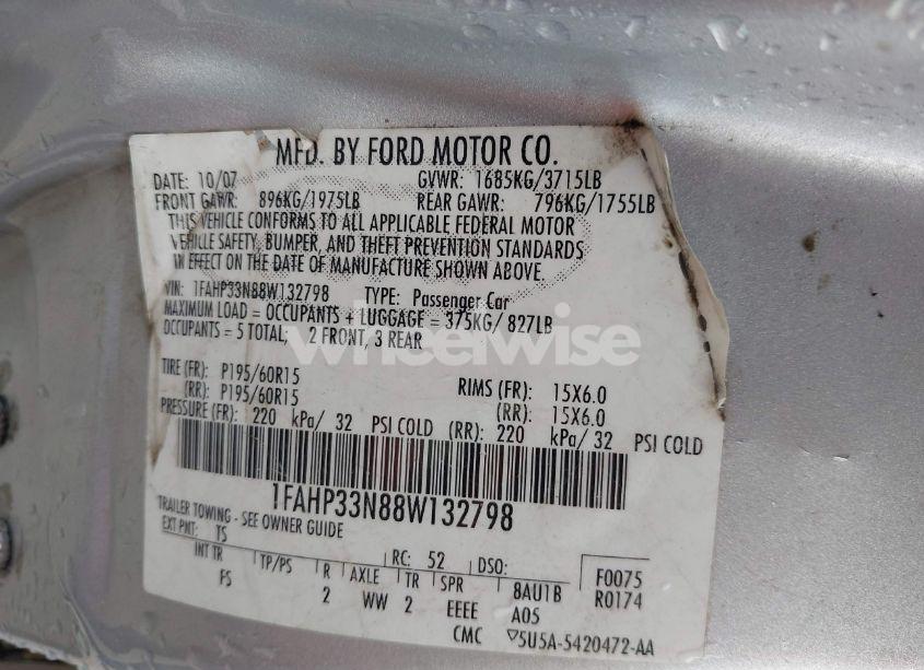 Photo 9 of 2008 Ford Focus SE/SES (VIN 1FAHP33N88W132798)