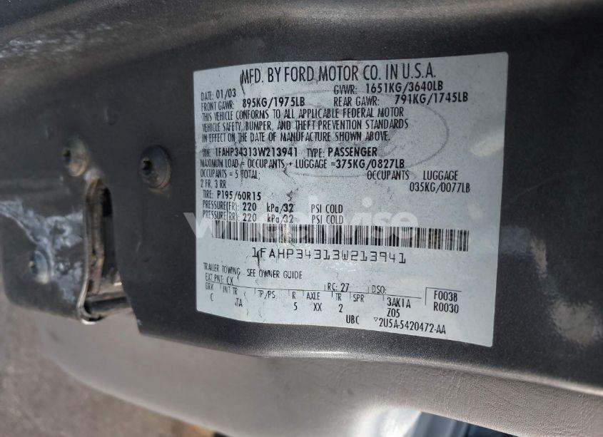 Photo 9 of 2003 Ford Focus SE (VIN 1FAHP34313W213941)