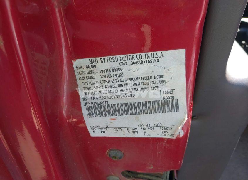 Photo 9 of 2000 Ford Focus SE (VIN 1FAHP3438YW361480)