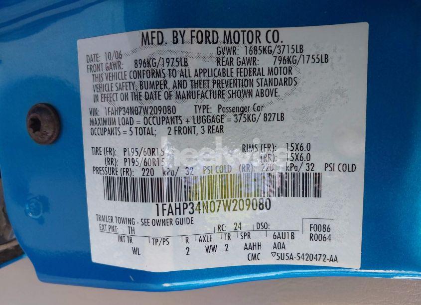 Photo 9 of 2007 Ford Focus S/SE/SES (VIN 1FAHP34N07W209080)