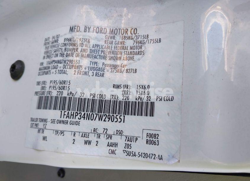 Photo 9 of 2007 Ford Focus S/SE/SES (VIN 1FAHP34N07W290551)