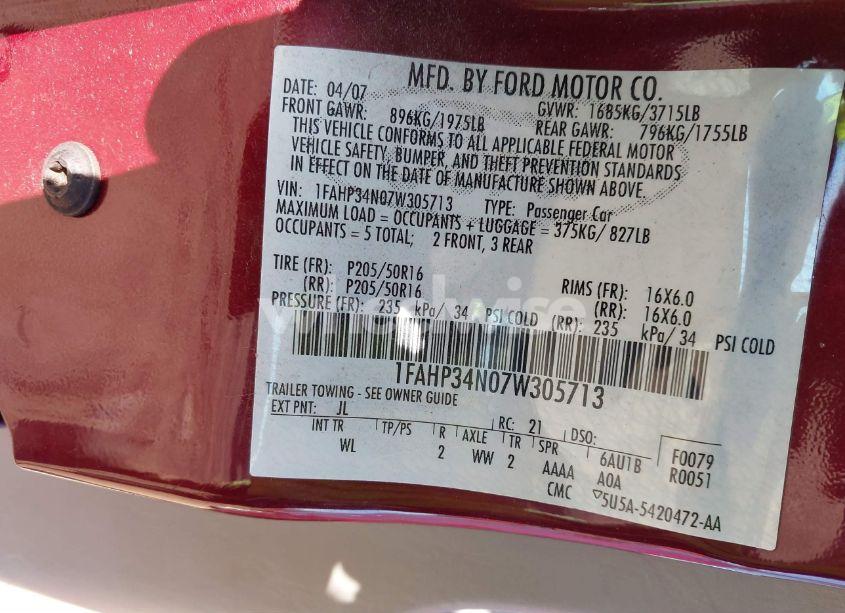 Photo 9 of 2007 Ford Focus S/SE/SES (VIN 1FAHP34N07W305713)