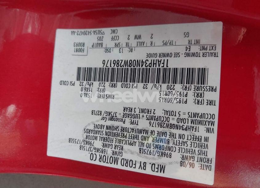 Photo 9 of 2008 Ford Focus S (VIN 1FAHP34N08W286176)