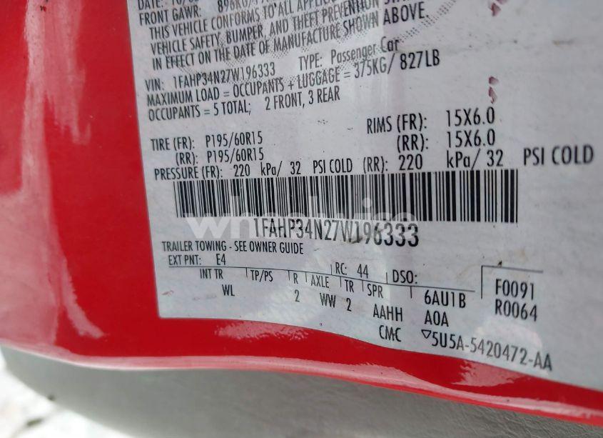 Photo 9 of 2007 Ford Focus S/SE/SES (VIN 1FAHP34N27W196333)