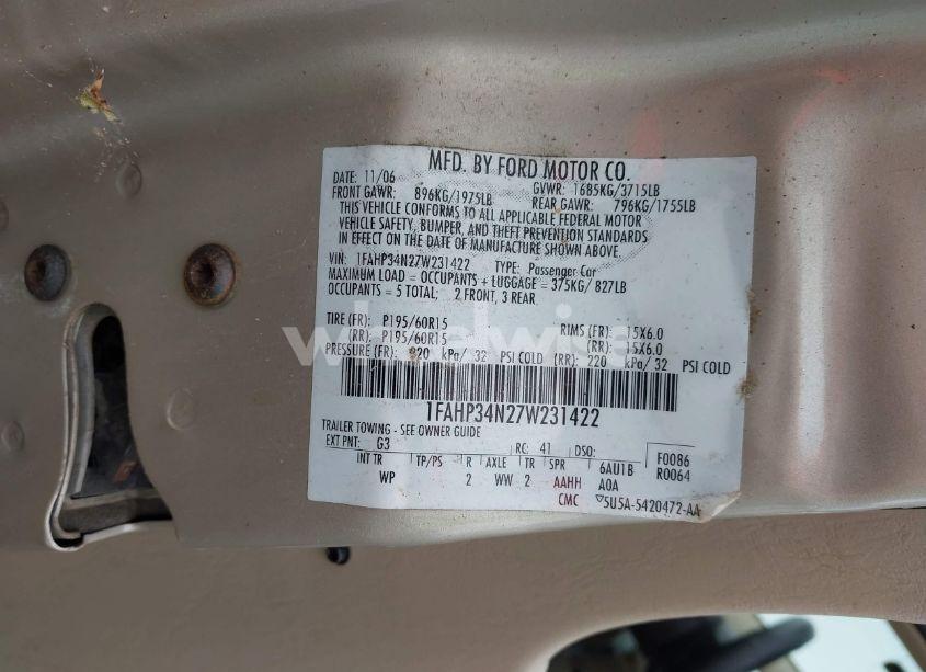 Photo 9 of 2007 Ford Focus S/SE/SES (VIN 1FAHP34N27W231422)