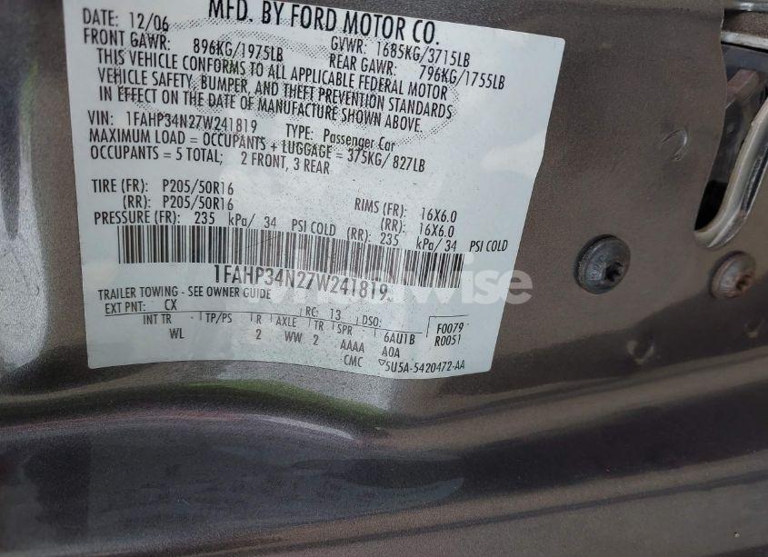 Photo 9 of 2007 Ford Focus S/SE/SES (VIN 1FAHP34N27W241819)