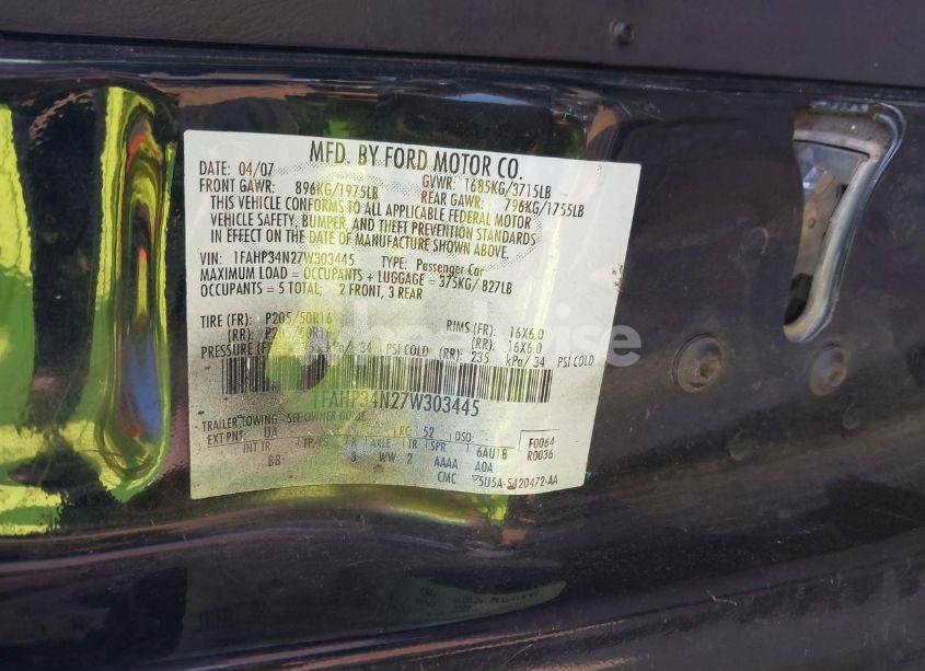 Photo 9 of 2007 Ford Focus S/SE/SES (VIN 1FAHP34N27W303445)