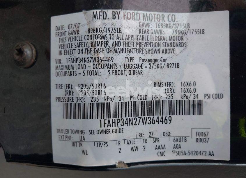 Photo 9 of 2007 Ford Focus S/SE/SES (VIN 1FAHP34N27W364469)