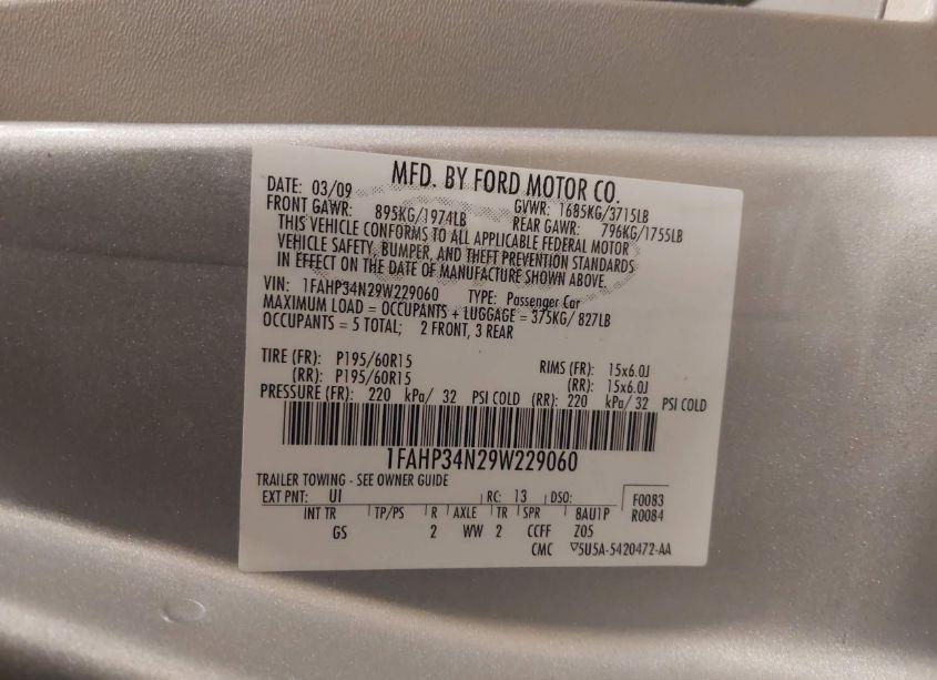 Photo 9 of 2009 Ford Focus S (VIN 1FAHP34N29W229060)