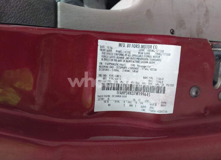 Photo 9 of 2007 Ford Focus S/SE/SES (VIN 1FAHP34N37W199645)