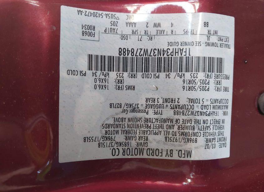 Photo 9 of 2007 Ford Focus S/SE/SES (VIN 1FAHP34N37W278488)