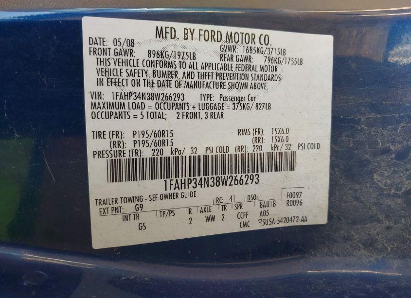 Photo 9 of 2008 Ford Focus S (VIN 1FAHP34N38W266293)