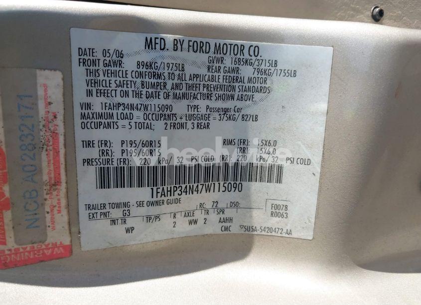 Photo 9 of 2007 Ford Focus S/SE/SES (VIN 1FAHP34N47W115090)