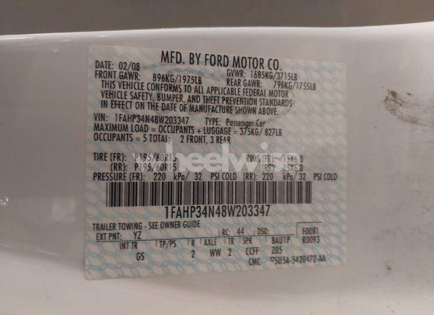 Photo 9 of 2008 Ford Focus S (VIN 1FAHP34N48W203347)