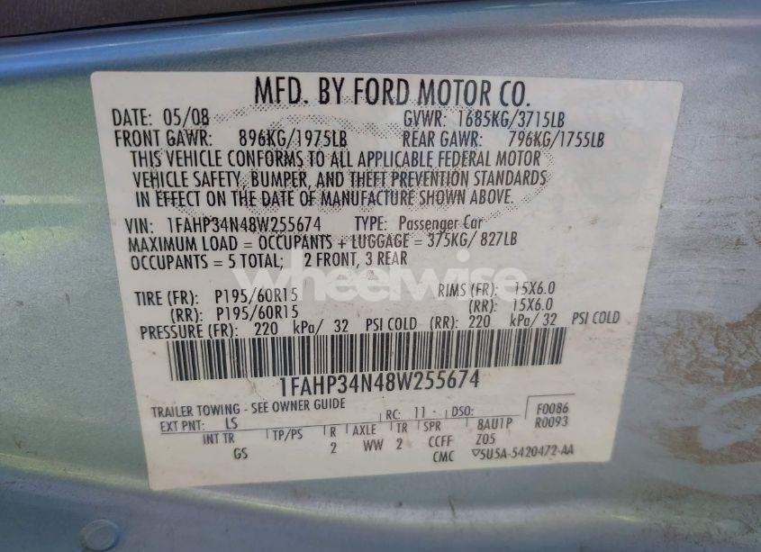 Photo 9 of 2008 Ford Focus S (VIN 1FAHP34N48W255674)