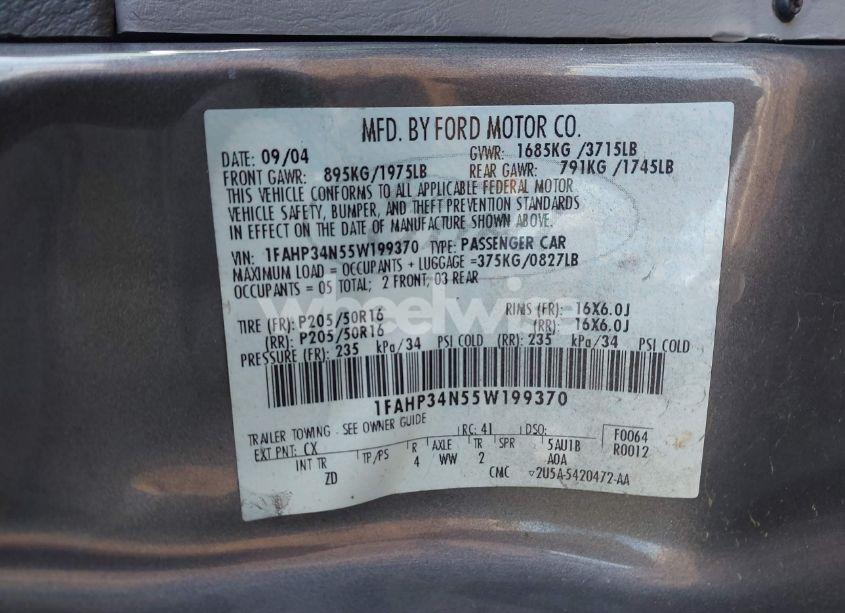 Photo 9 of 2005 Ford Focus ZX4 (VIN 1FAHP34N55W199370)
