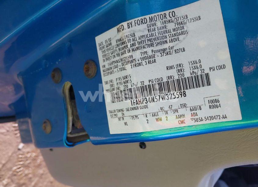 Photo 9 of 2007 Ford Focus S/SE/SES (VIN 1FAHP34N57W325598)