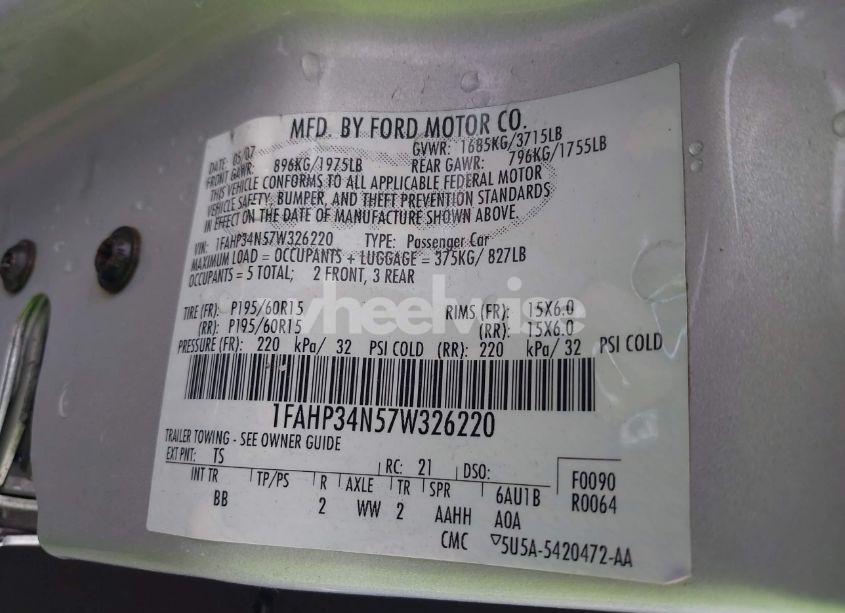 Photo 9 of 2007 Ford Focus S/SE/SES (VIN 1FAHP34N57W326220)