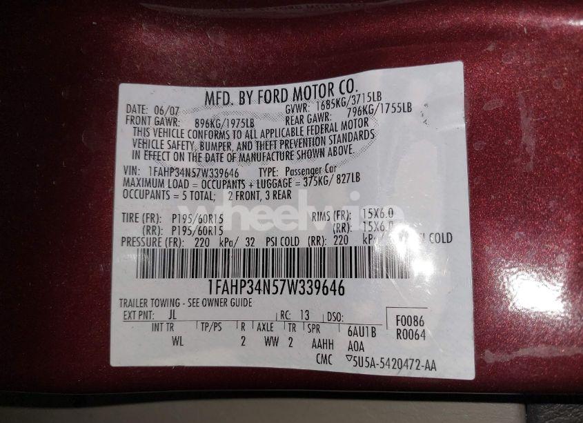 Photo 9 of 2007 Ford Focus S/SE/SES (VIN 1FAHP34N57W339646)