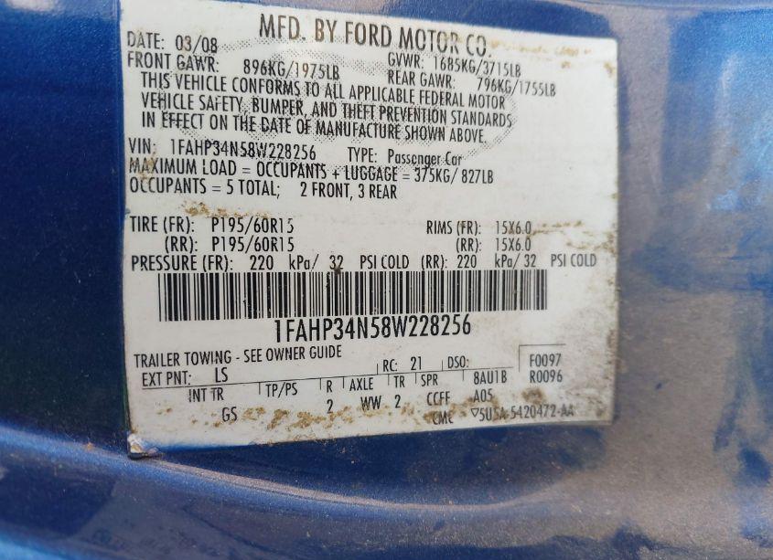 Photo 9 of 2008 Ford Focus S (VIN 1FAHP34N58W293009)