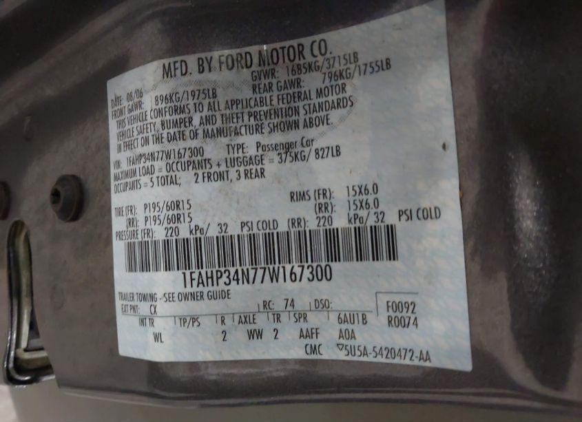 Photo 9 of 2007 Ford Focus S/SE/SES (VIN 1FAHP34N77W167300)