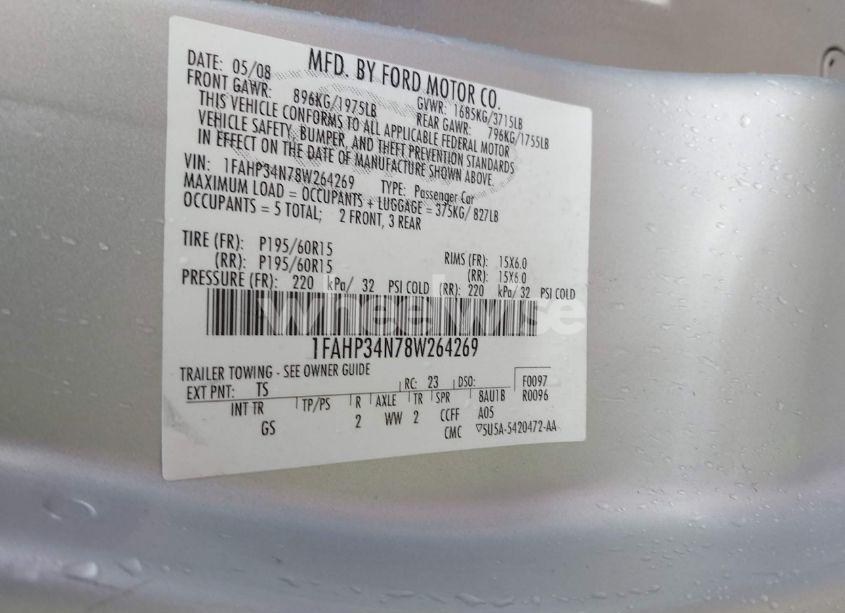 Photo 9 of 2008 Ford Focus S (VIN 1FAHP34N78W264269)