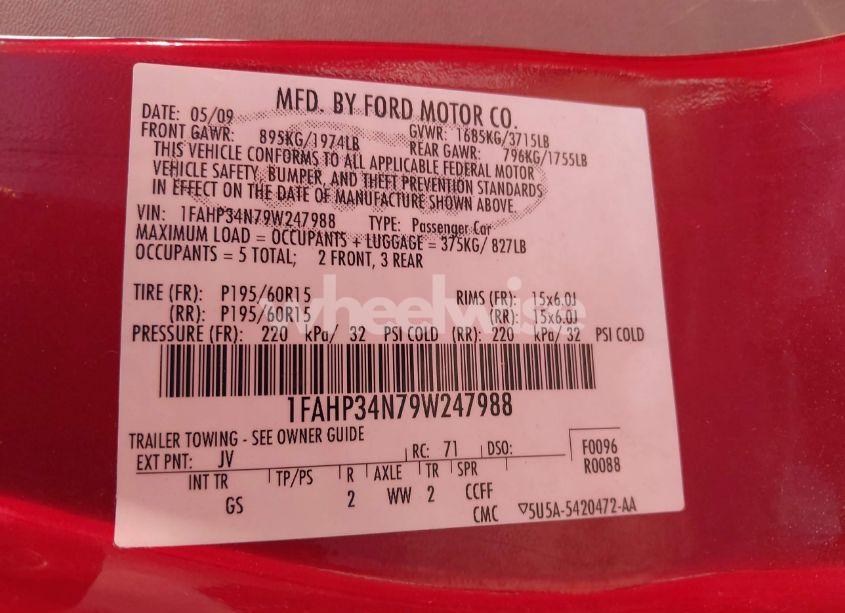 Photo 9 of 2009 Ford Focus S (VIN 1FAHP34N79W247988)