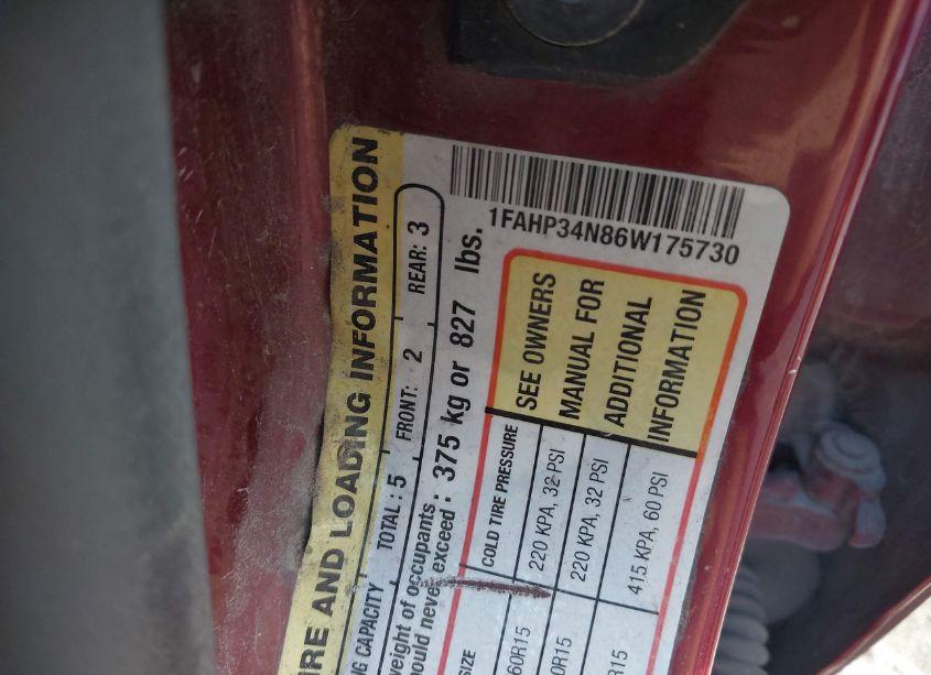 Photo 9 of 2006 Ford Focus ZX4 (VIN 1FAHP34N86W175730)