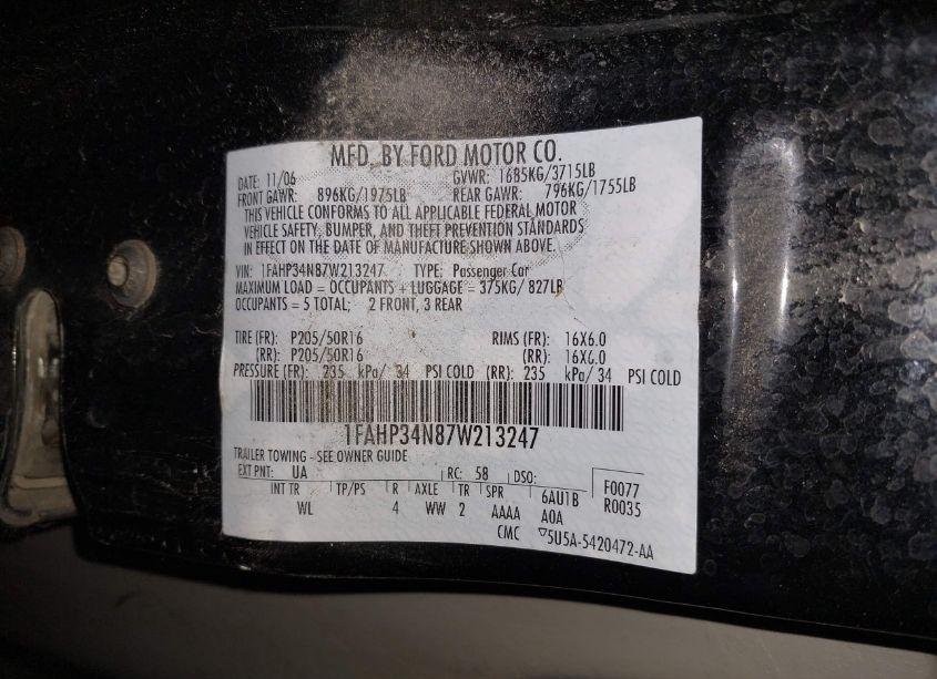 Photo 9 of 2007 Ford Focus S/SE/SES (VIN 1FAHP34N87W213247)