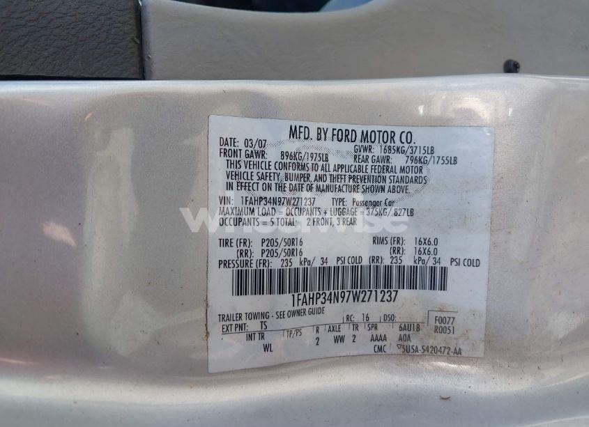 Photo 9 of 2007 Ford Focus S/SE/SES (VIN 1FAHP34N97W271237)
