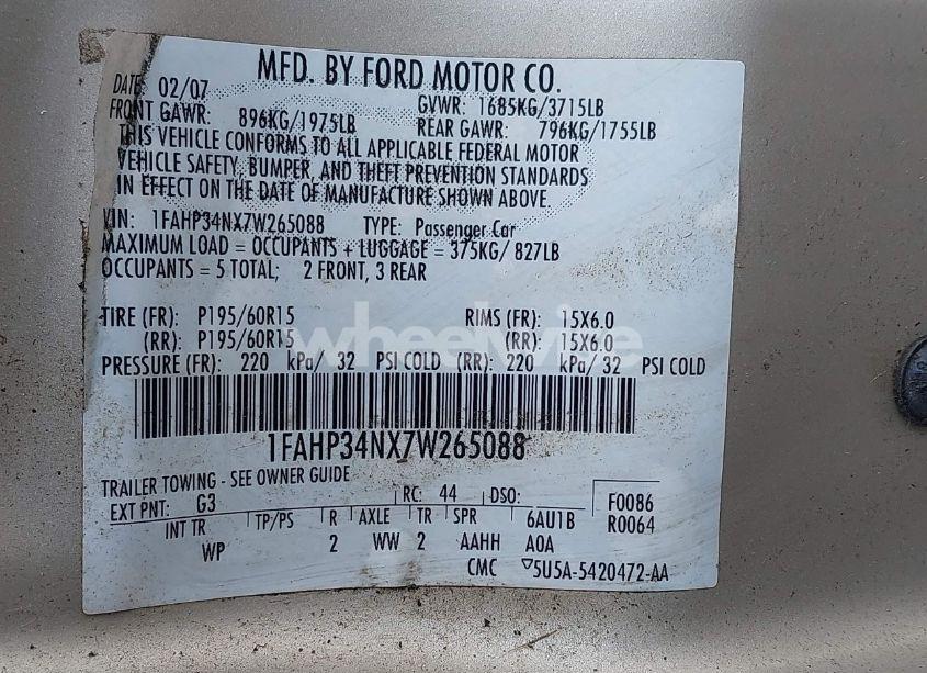 Photo 9 of 2007 Ford Focus S/SE/SES (VIN 1FAHP34NX7W265088)