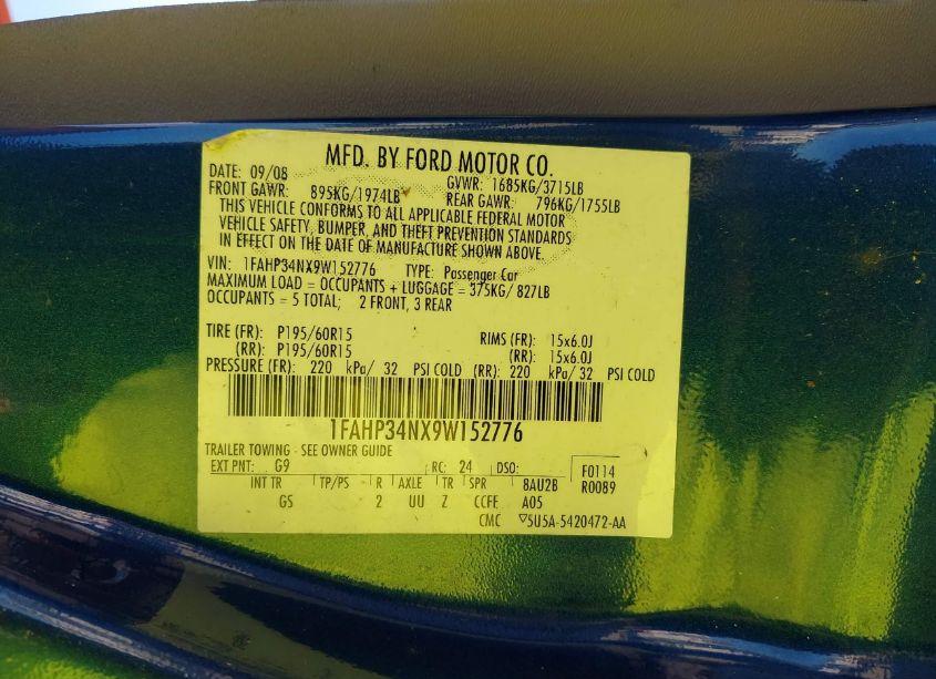 Photo 9 of 2009 Ford Focus S (VIN 1FAHP34NX9W152776)