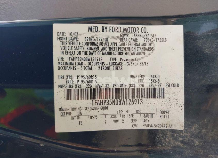 Photo 9 of 2008 Ford Focus SE/SES (VIN 1FAHP35N08W126913)