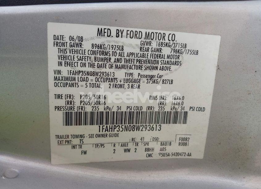 Photo 9 of 2008 Ford Focus SE/SES (VIN 1FAHP35N08W293613)