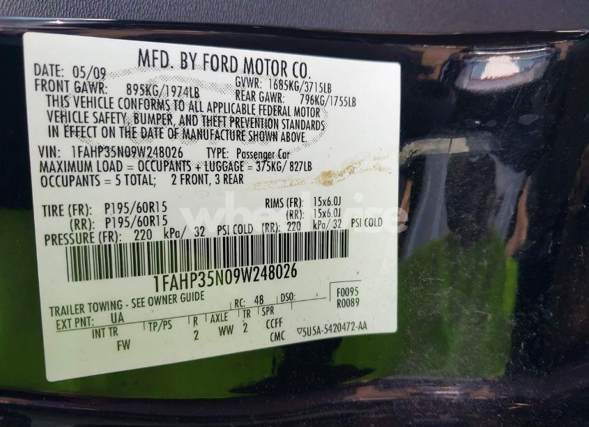 Photo 9 of 2009 Ford Focus SE (VIN 1FAHP35N09W248026)