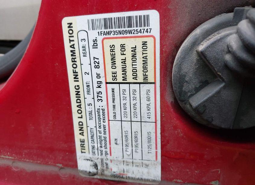 Photo 9 of 2009 Ford Focus SE (VIN 1FAHP35N09W254747)