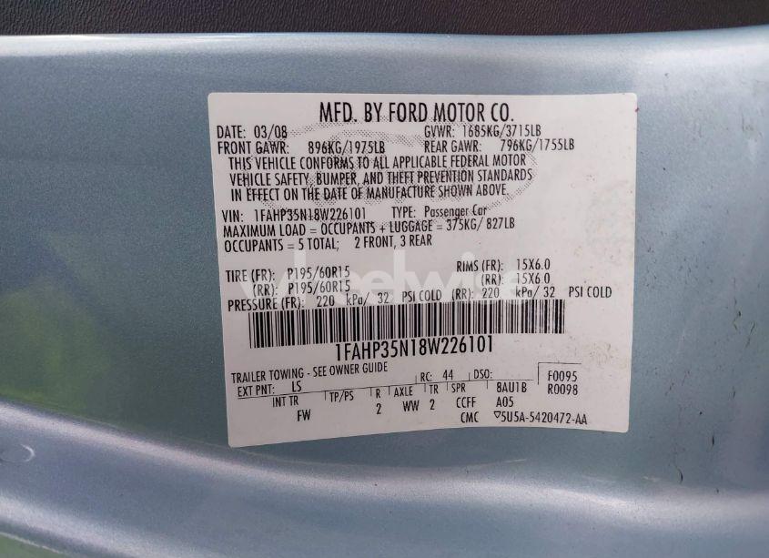 Photo 9 of 2008 Ford Focus SE/SES (VIN 1FAHP35N18W226101)