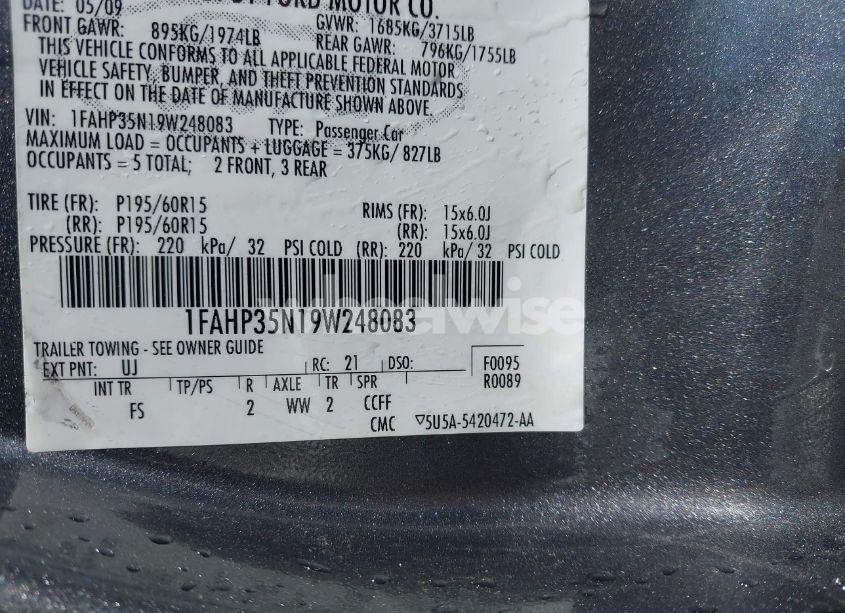 Photo 9 of 2009 Ford Focus SE (VIN 1FAHP35N19W248083)