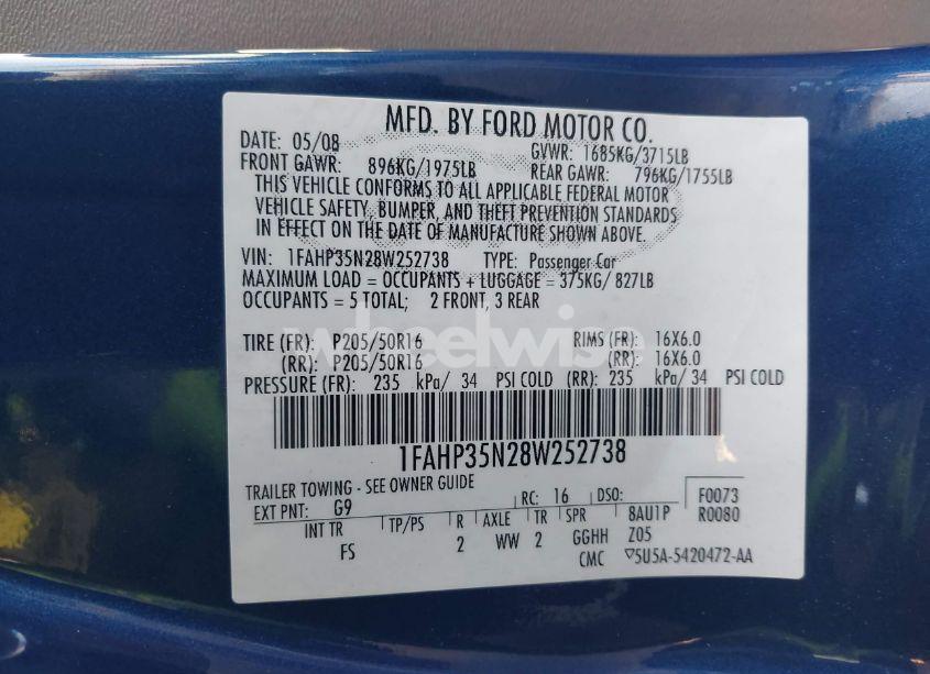 Photo 9 of 2008 Ford Focus SE/SES (VIN 1FAHP35N28W252738)