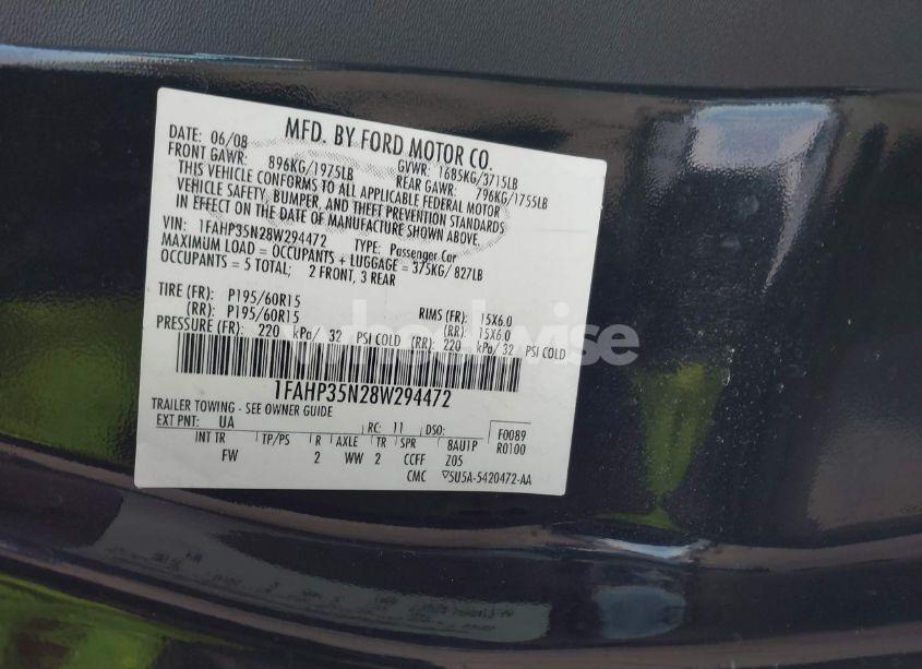 Photo 9 of 2008 Ford Focus SE/SES (VIN 1FAHP35N28W294472)