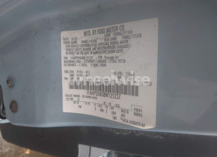 Photo 9 of 2008 Ford Focus SE (VIN 1FAHP35N38W125237)